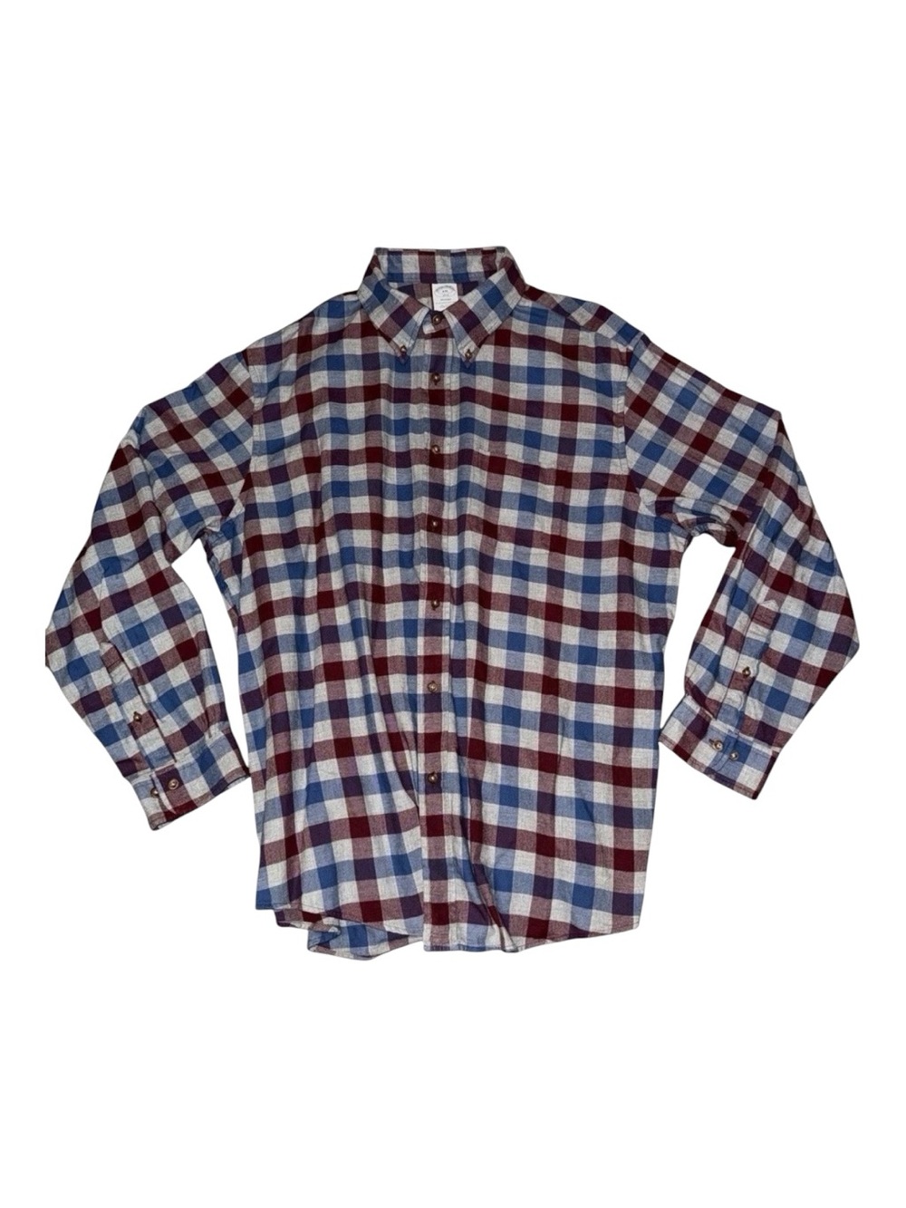 Brooks Brothers Button Down Mens XXL Blue‎ Burgundy Regent Flannel Check Shirt
